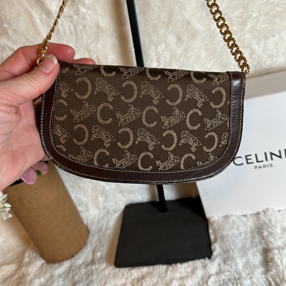 CELINE 🤎 Authentic rare wallet/chain carriage canvas/leather trim Belt bag etc - Picture 5 of 15